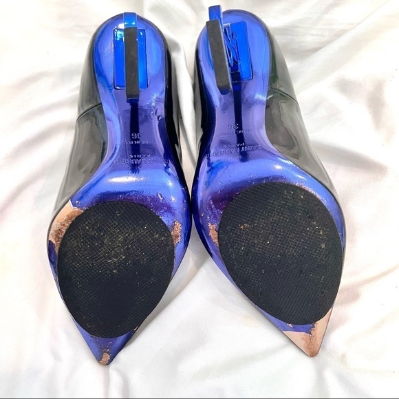 Saint Laurent YSL Limited Opyum 110 Patent Heels Blue Black 36 Authentic - Picture 11 of 13